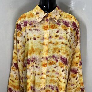 Jason Wu Women’s Oversized Silk Blouse – Orange/Multi, Size 12